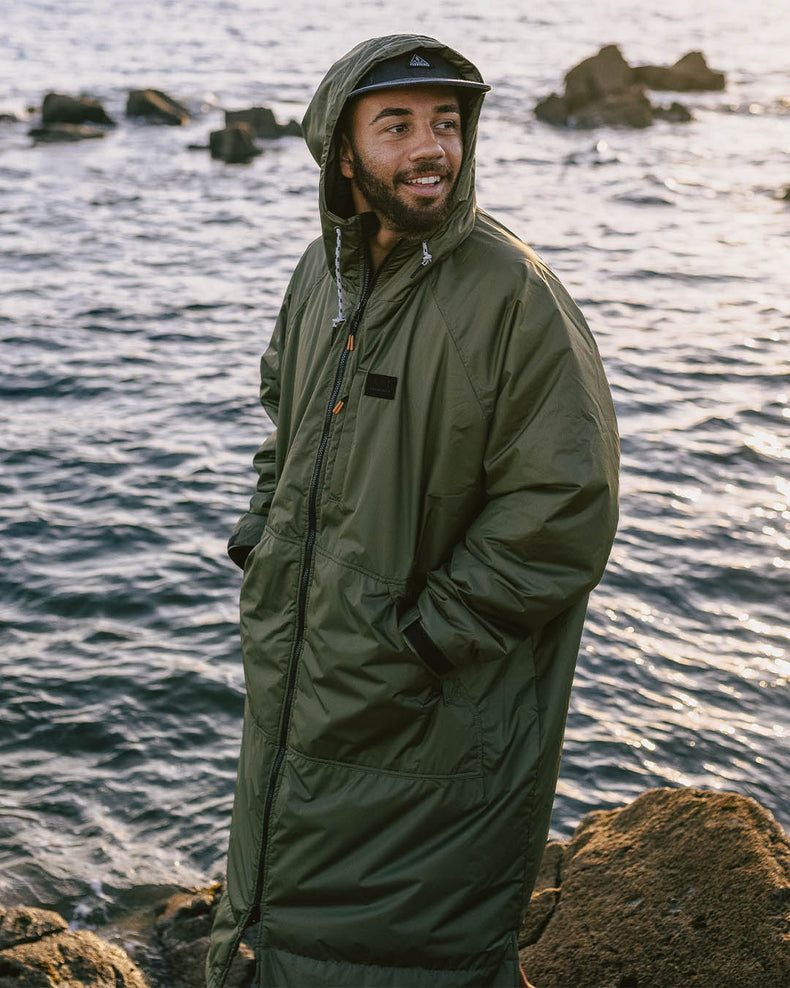 Passenger Waves Recycled Sherpa Lined Changing Robe Khaki