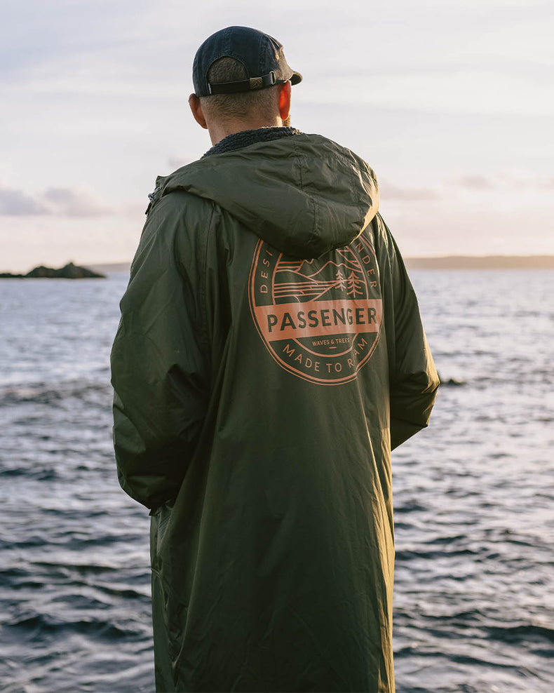 Passenger Waves Recycled Sherpa Lined Changing Robe Khaki