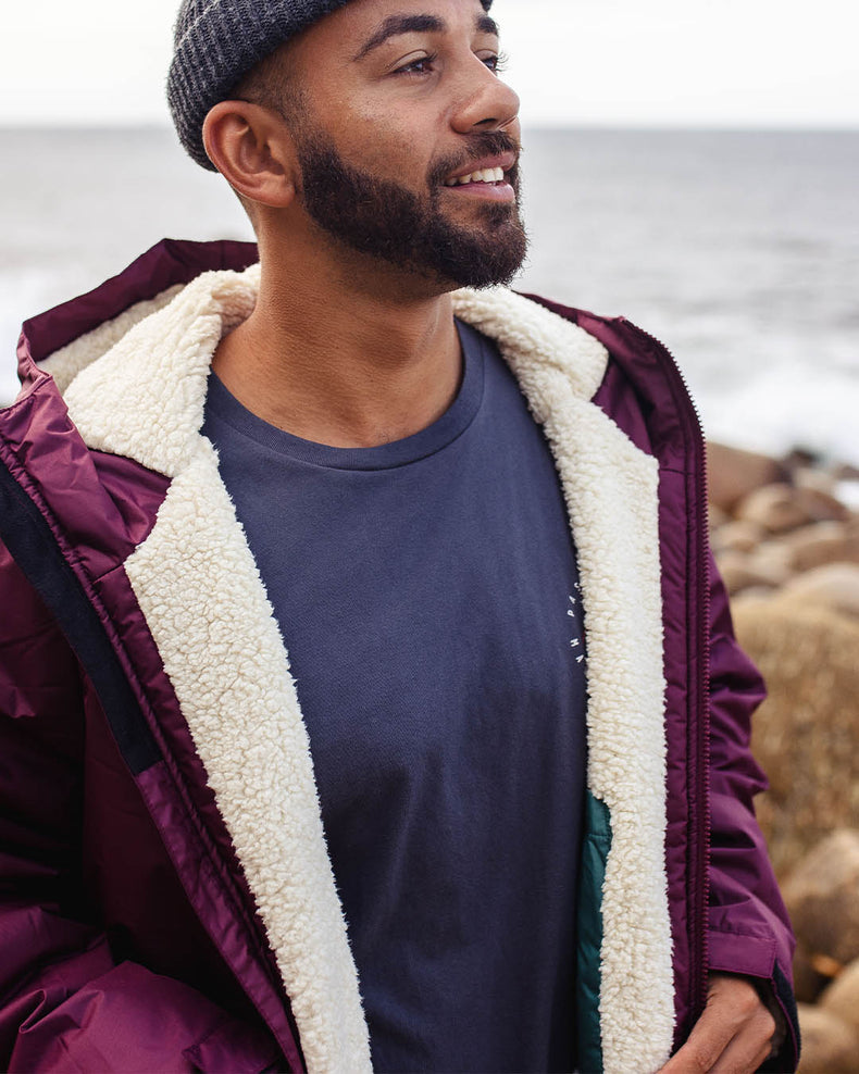 Passenger's Escapism Recycled Sherpa Lined Changing Robe Wine