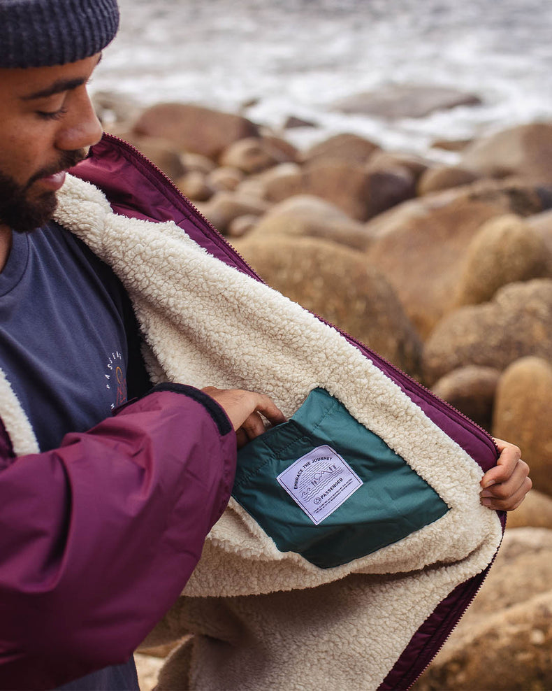 Passenger's Escapism Recycled Sherpa Lined Changing Robe Wine