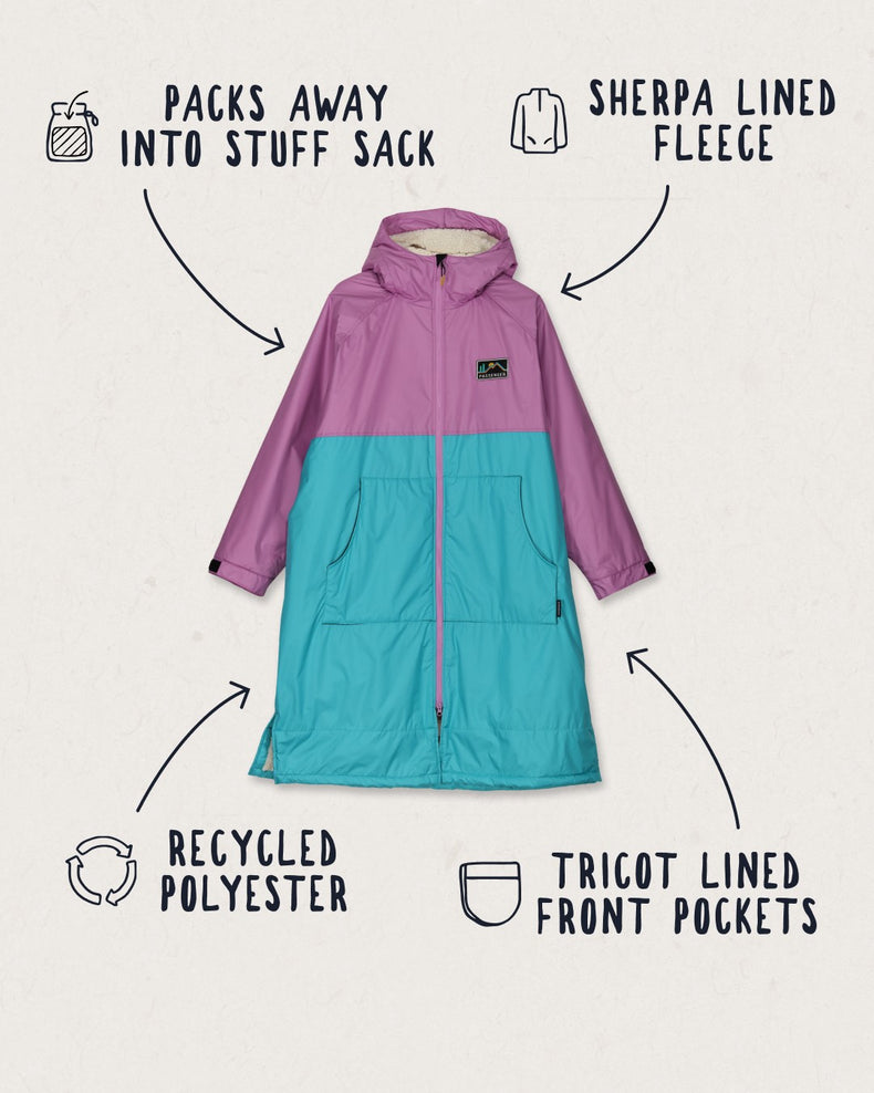 Passenger's Roaming Recycled Sherpa Lined Changing Robe Viridian Green/Orchid