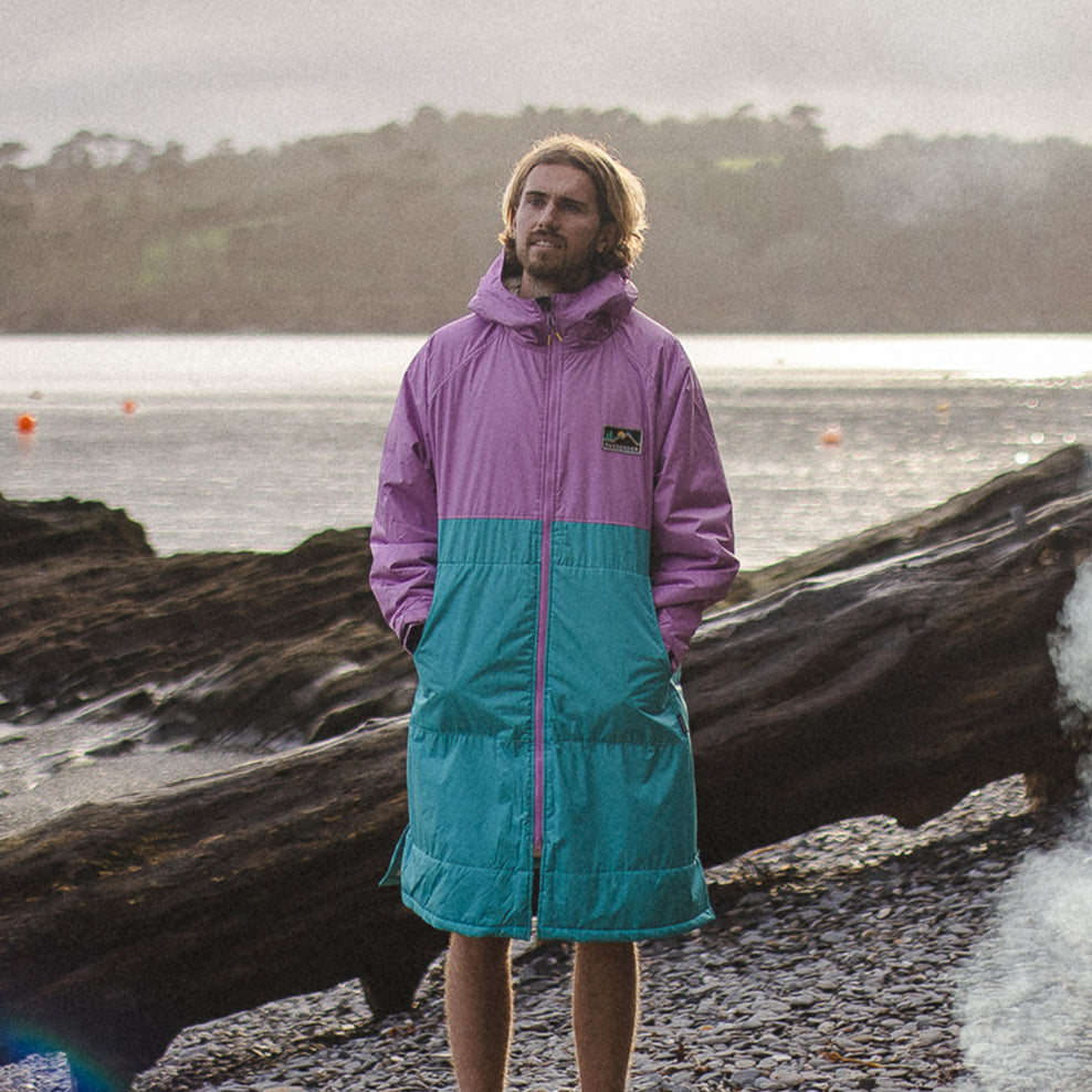 Passenger's Roaming Recycled Sherpa Lined Changing Robe Viridian Green/Orchid