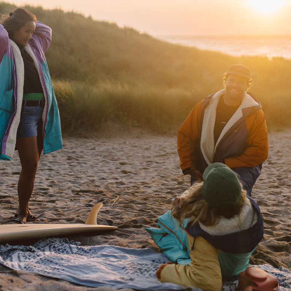 Passenger's Roaming Recycled Sherpa Lined Changing Robe Viridian Green/Orchid