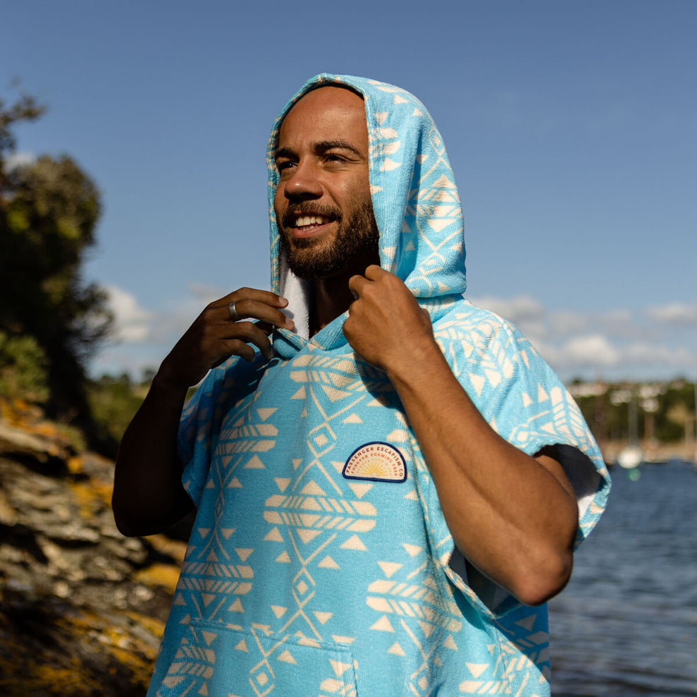 Passenger Baja Recycled Towel Poncho Blue Coast