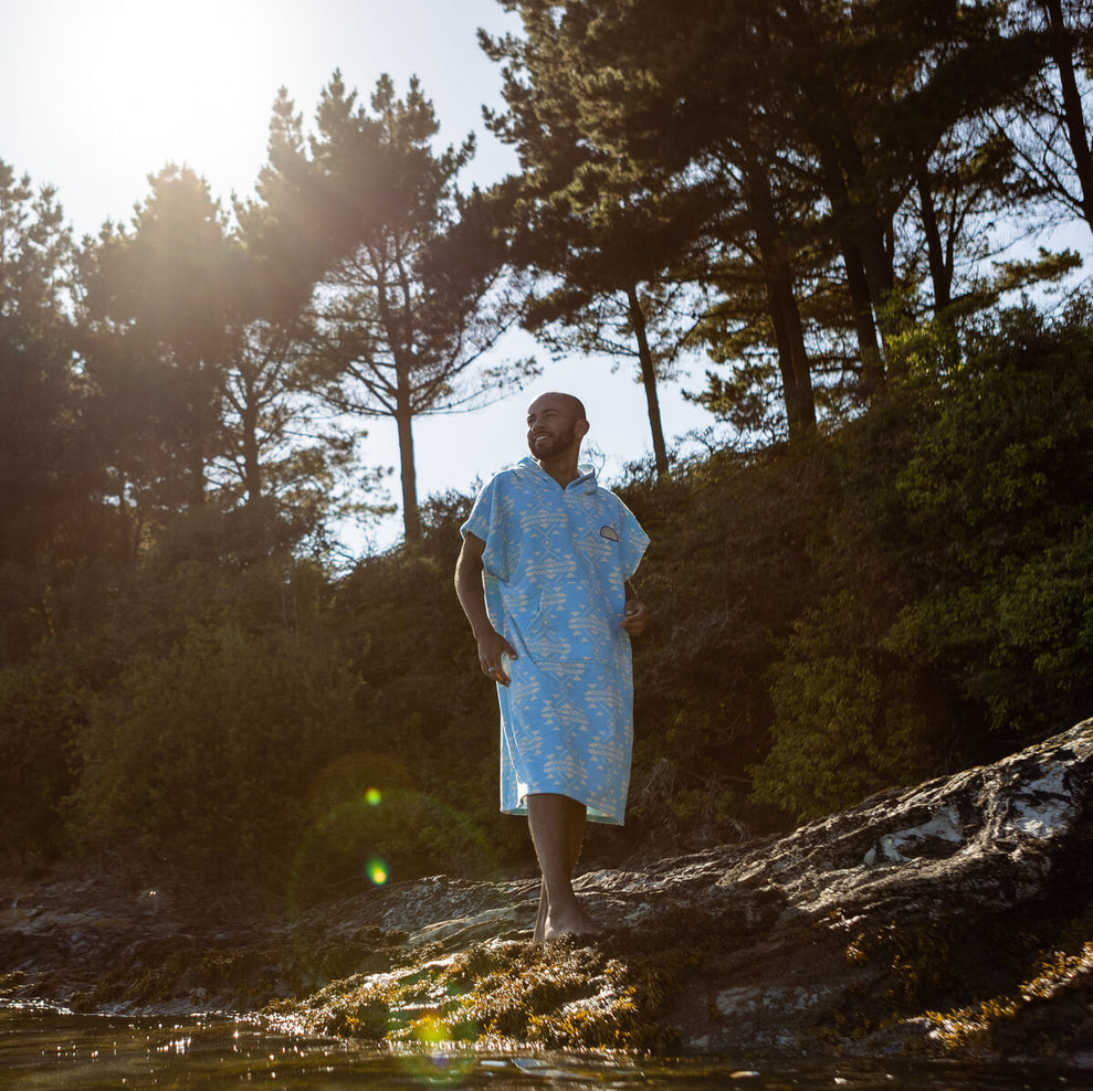 Passenger Baja Recycled Towel Poncho Blue Coast