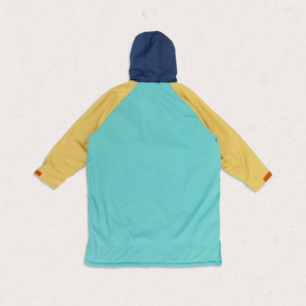 Passenger's Roaming Recycled Sherpa Lined Changing Robe Blue Turquoise/Ochre Yellow