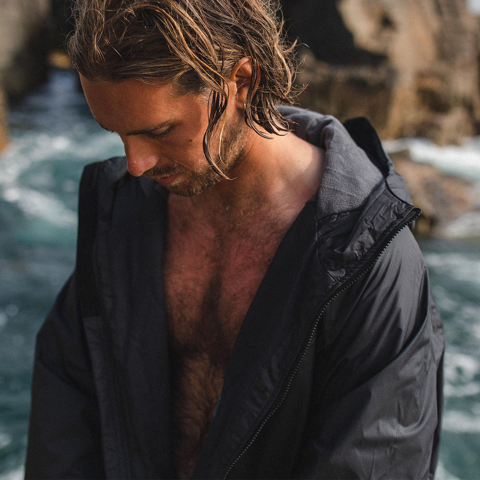 Passenger's Escapism Recycled Towel Lined Changing Robe Black