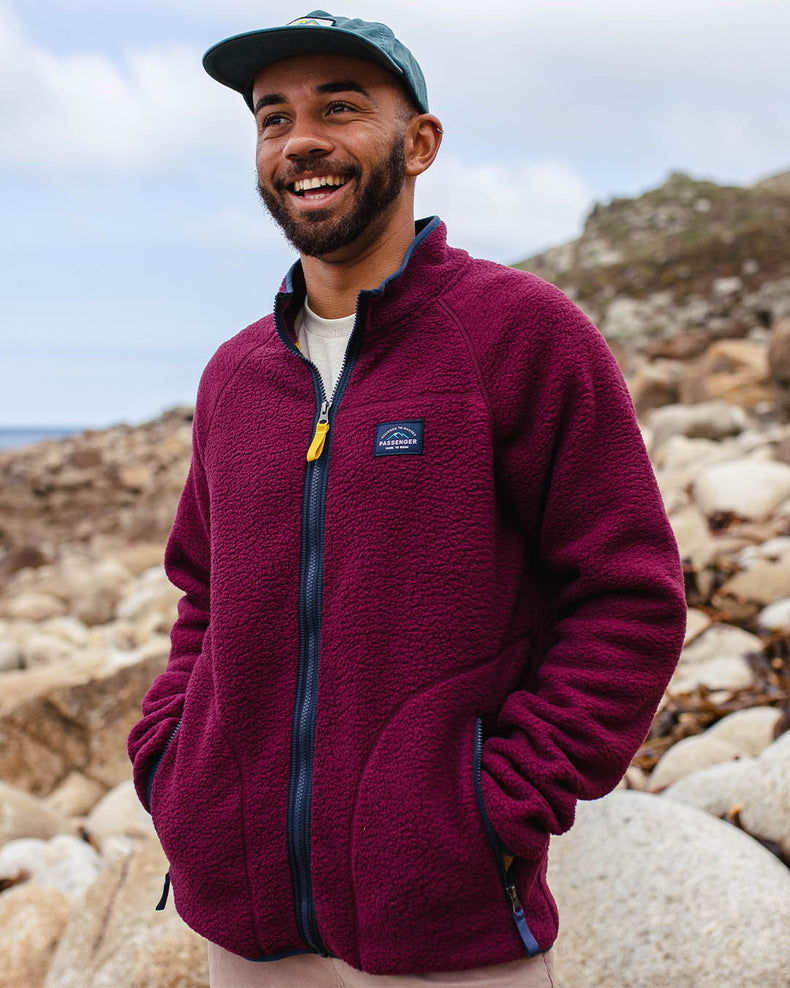 Passenger Tripper Recycled Sherpa Full Zip Fleece Wine