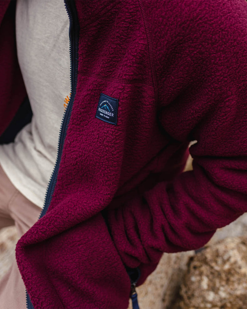 Passenger Tripper Recycled Sherpa Full Zip Fleece Wine