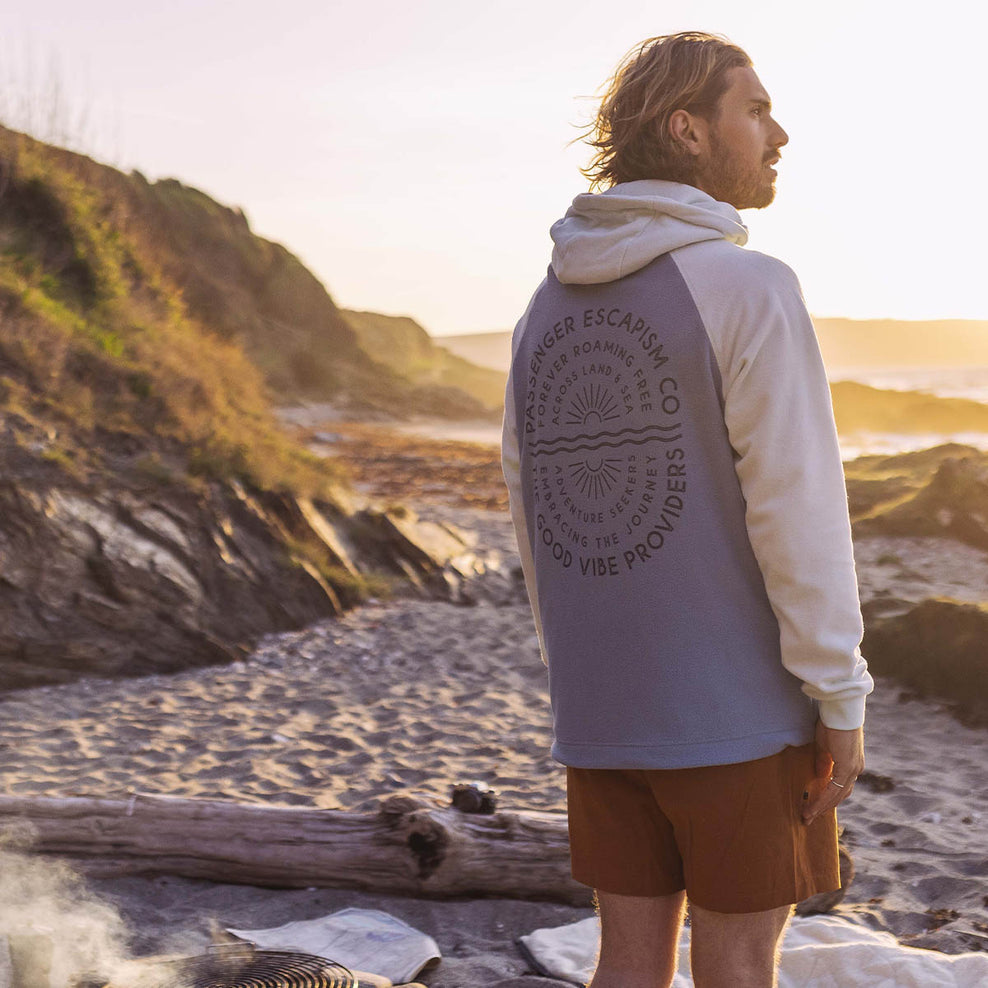 Passenger Good Vibes Recycled Polar Fleece Hoodie Faded Denim