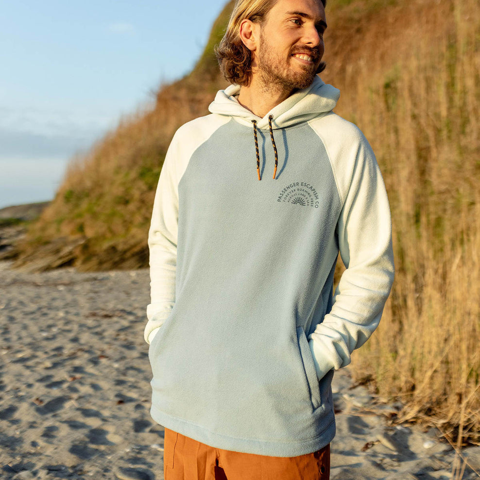 Passenger Good Vibes Recycled Polar Fleece Hoodie Faded Denim