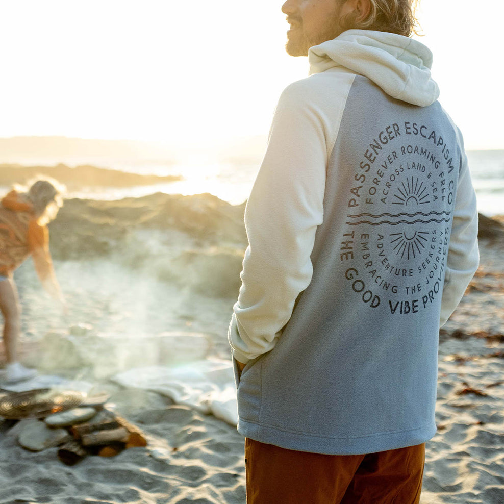 Passenger Good Vibes Recycled Polar Fleece Hoodie Faded Denim