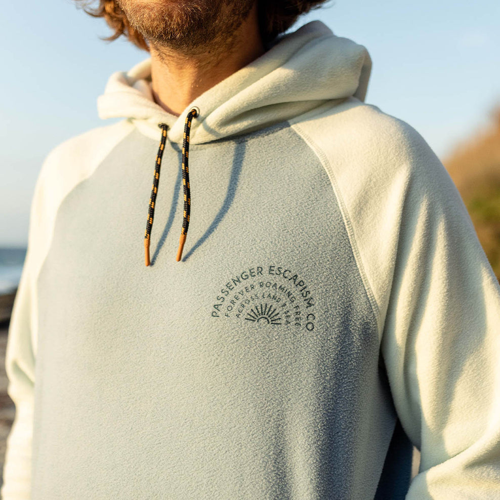 Passenger Good Vibes Recycled Polar Fleece Hoodie Faded Denim