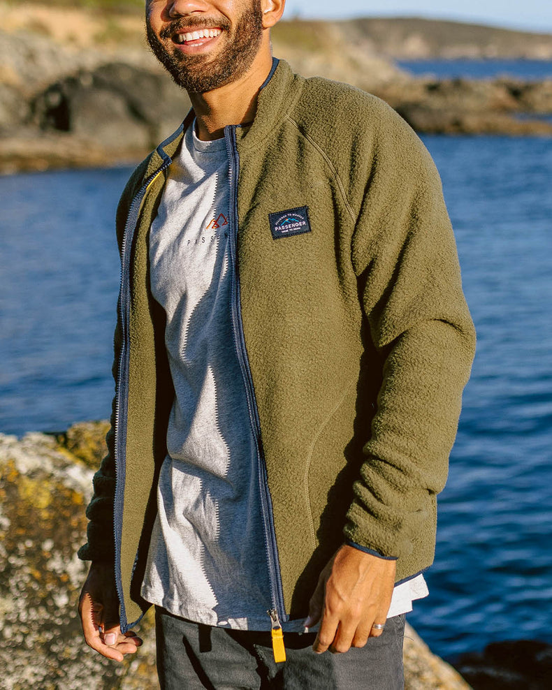 Passenger Tripper Recycled Sherpa Full Zip Fleece Khaki