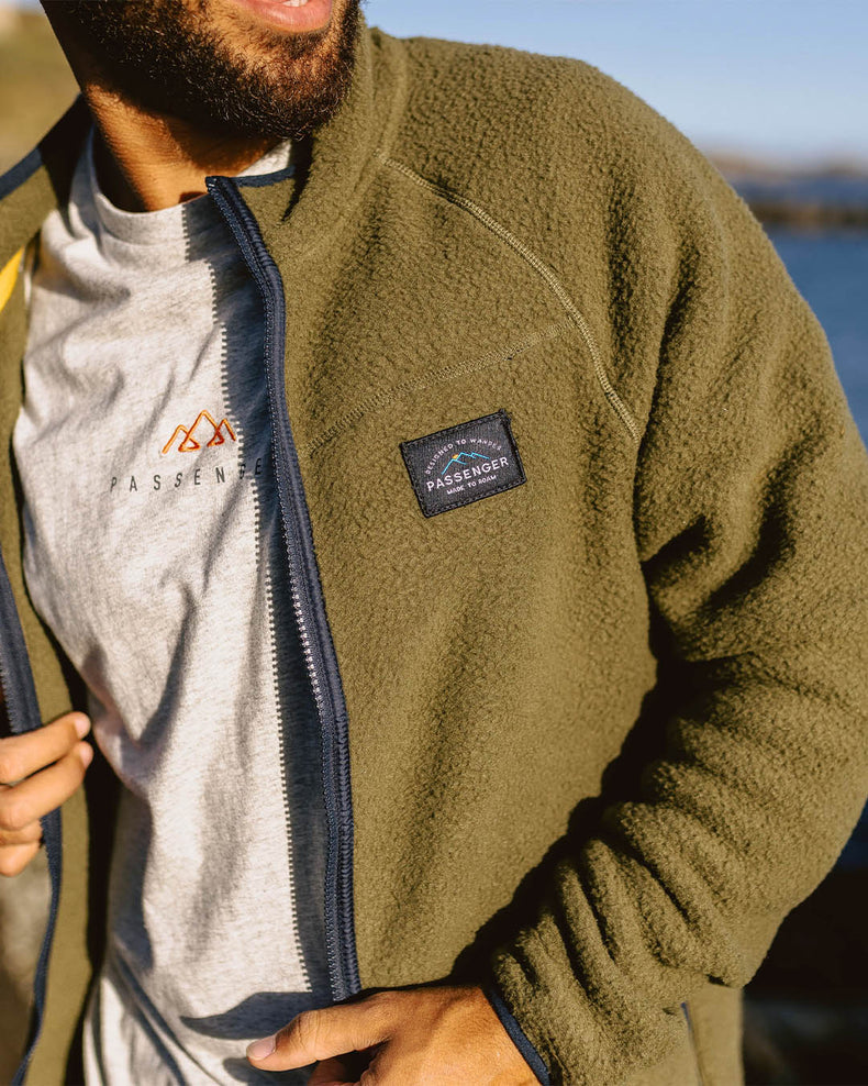 Passenger Tripper Recycled Sherpa Full Zip Fleece Khaki