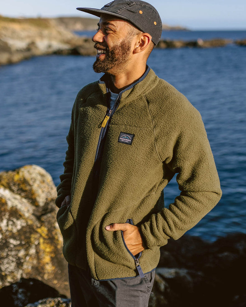 Passenger Tripper Recycled Sherpa Full Zip Fleece Khaki
