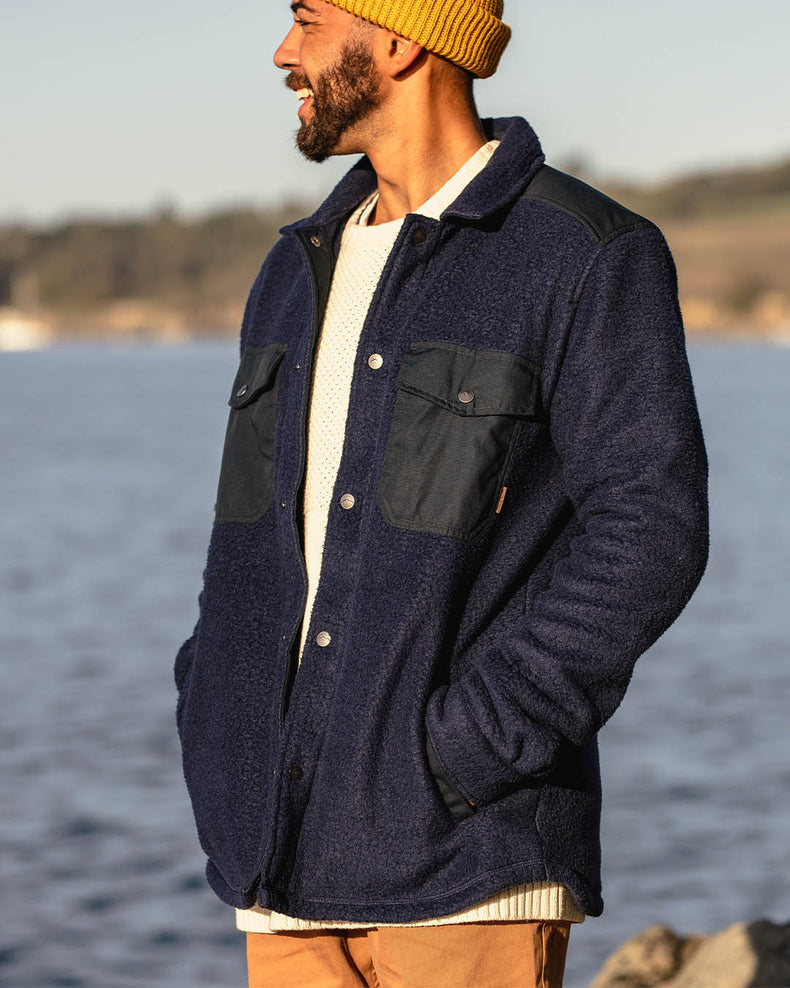 Passenger Spruce Recycled Sherpa Fleece Shirt Navy