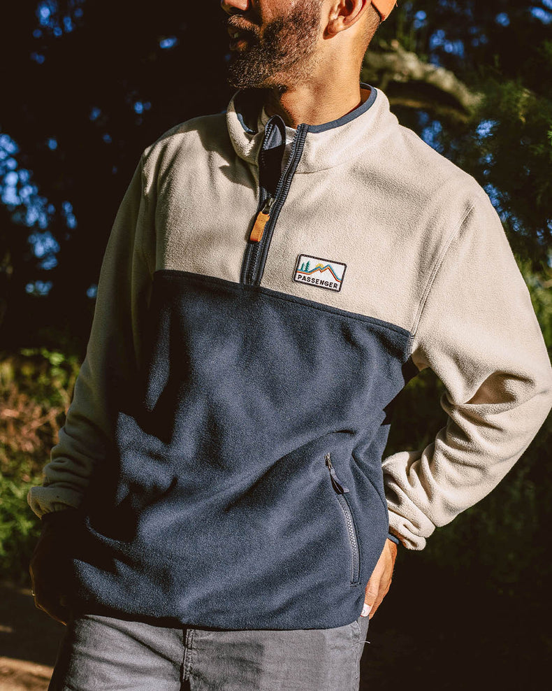 Passenger Set Off Recycled Polar 1/4 Zip Fleece Oatmeal