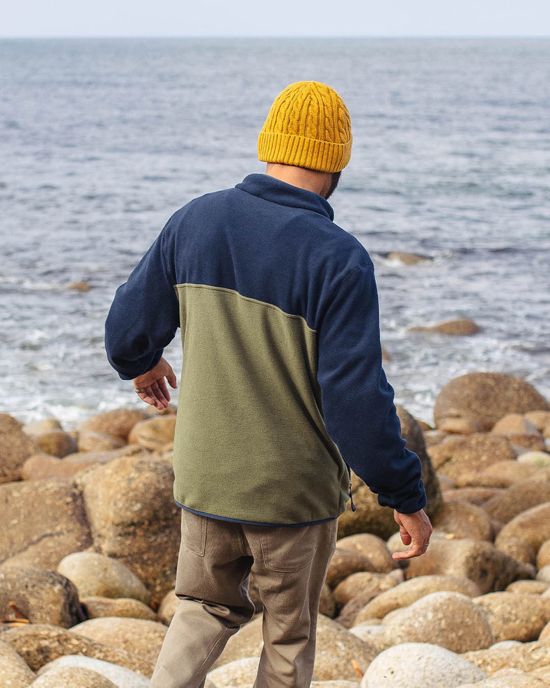 Passenger Set Off Recycled Polar 1/4 Zip Fleece Deep Navy