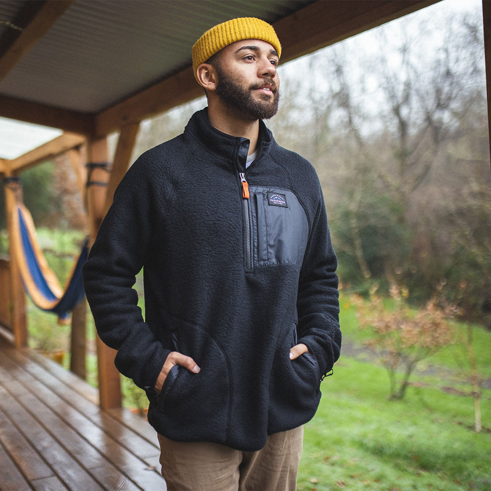 Passenger Offgrid 1/4 Zip Recycled Sherpa Fleece Black