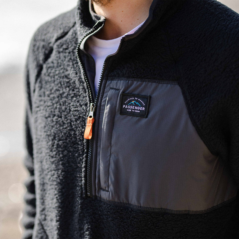 Passenger Offgrid 1/4 Zip Recycled Sherpa Fleece Black