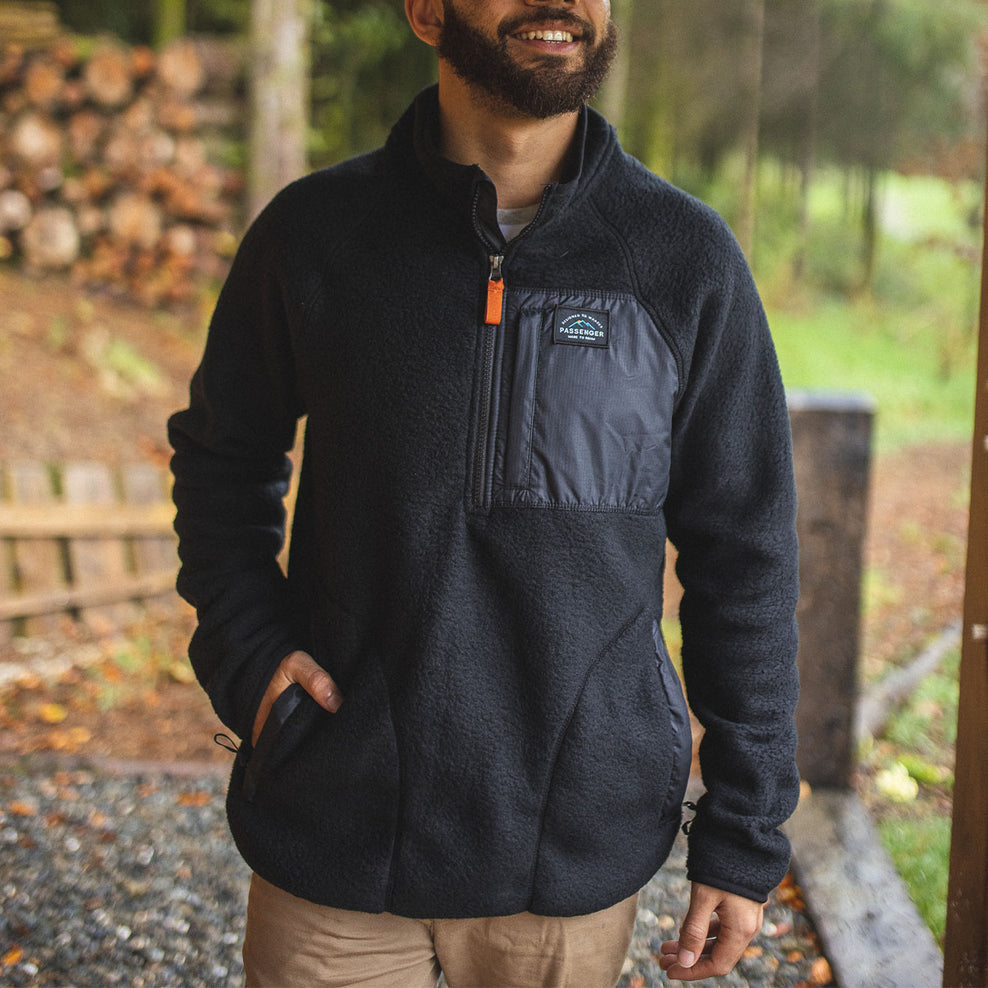 Passenger Offgrid 1/4 Zip Recycled Sherpa Fleece Black