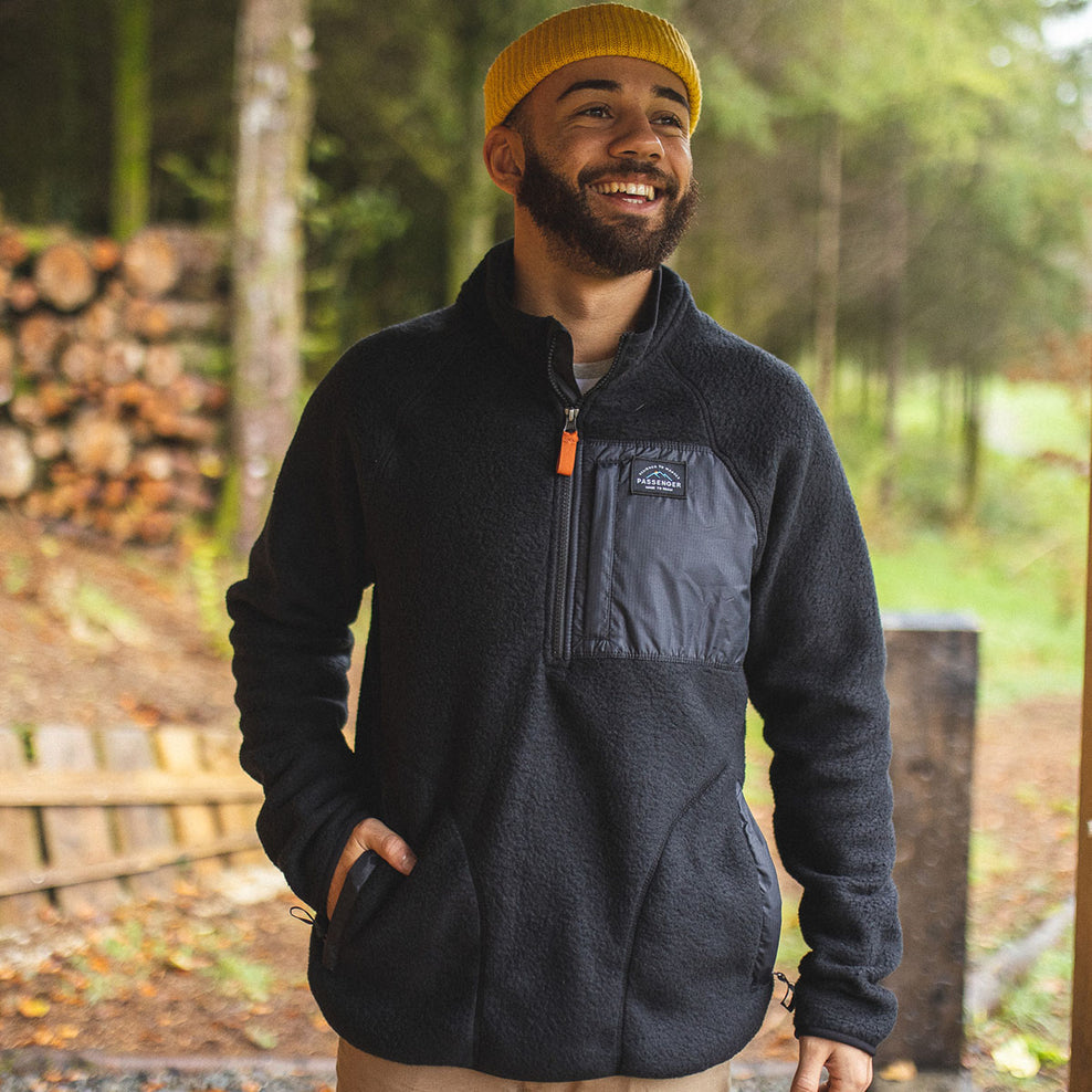 Passenger Offgrid 1/4 Zip Recycled Sherpa Fleece Black