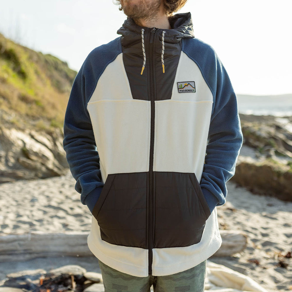 Passenger Timber Recycled Polar Full Zip Fleece Egret