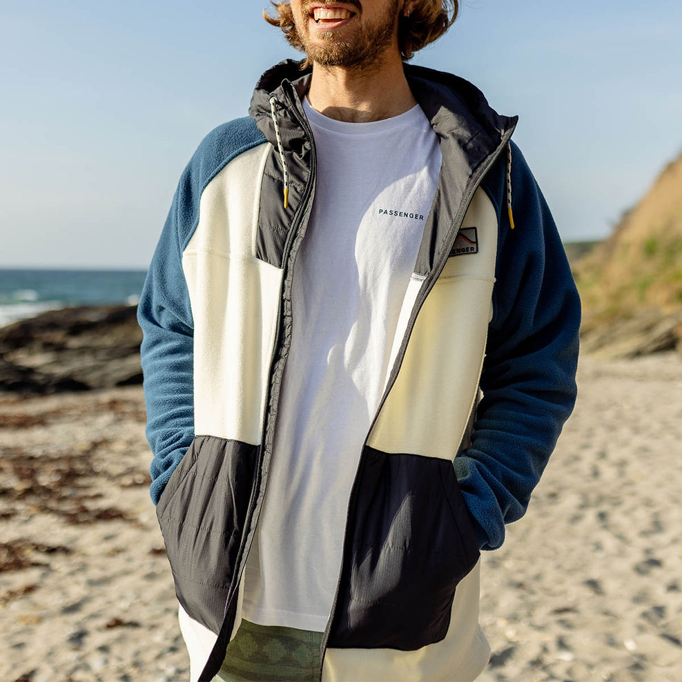 Passenger Timber Recycled Polar Full Zip Fleece Egret