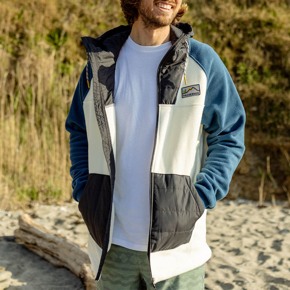 Passenger Timber Recycled Polar Full Zip Fleece Egret