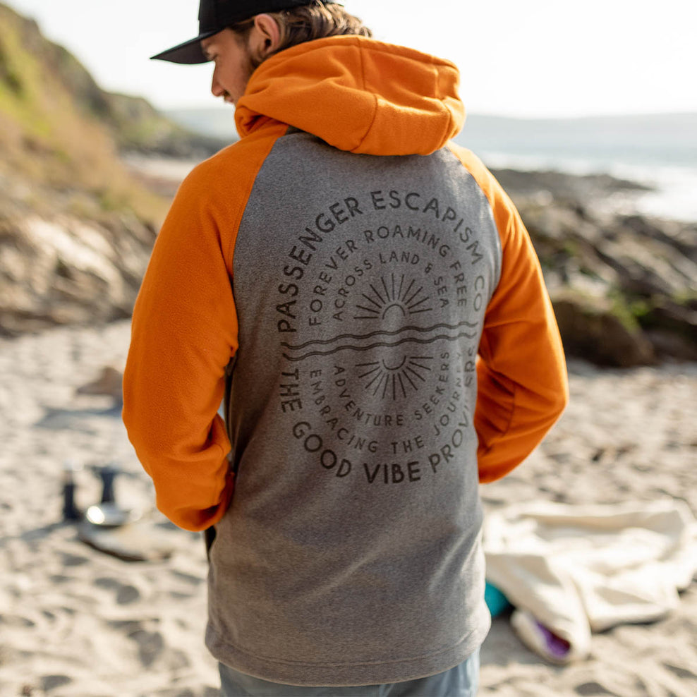 Passenger Good Vibes Recycled Polar Fleece Hoodie Grey Marl