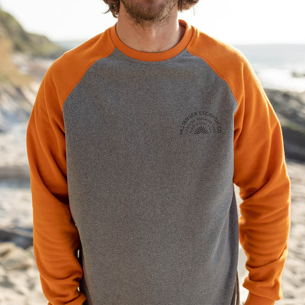 Passenger Good Vibes Recycled Polar Fleece Sweatshirt Grey Marl