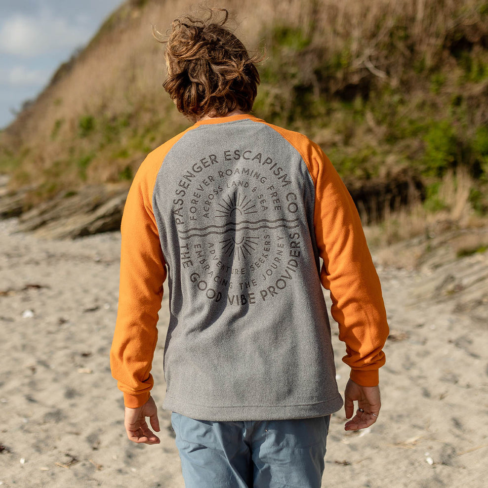 Passenger Good Vibes Recycled Polar Fleece Sweatshirt Grey Marl