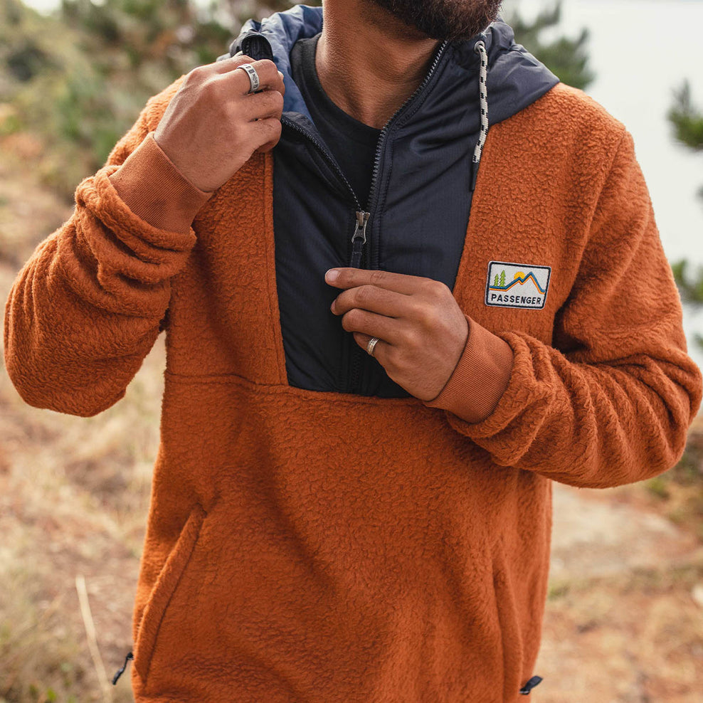 Passenger Spindrift Recycled Sherpa Hooded Fleece Glazed Ginger