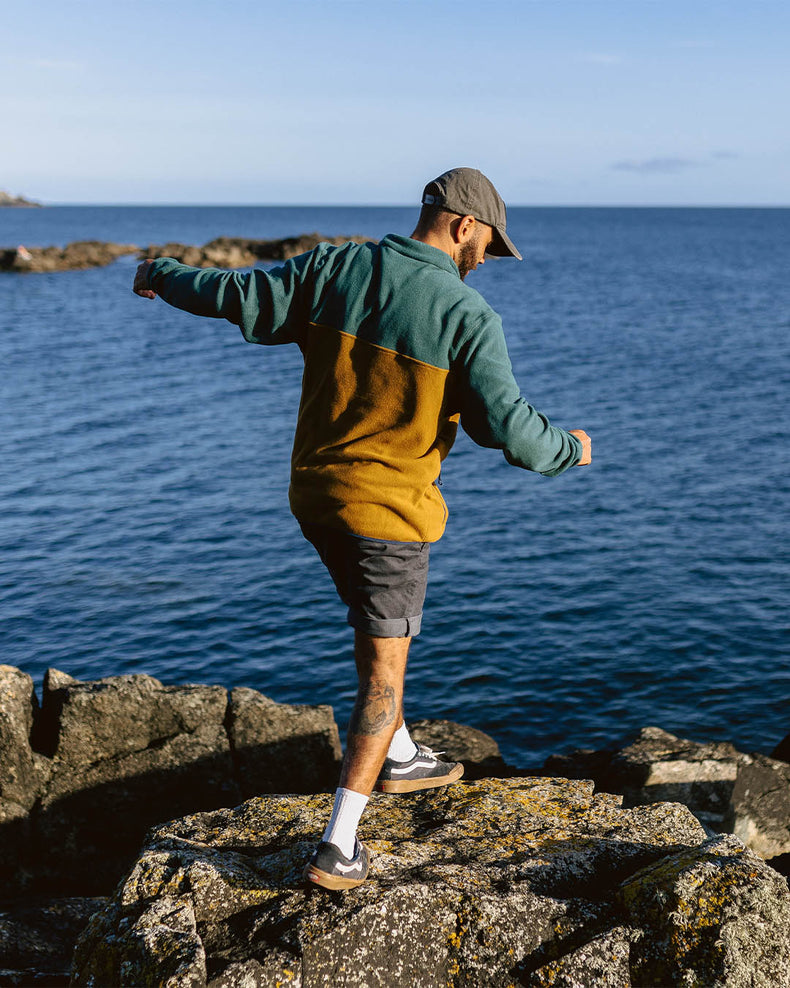 Passenger Set Off Recycled Polar 1/4 Zip Fleece Deep Ocean