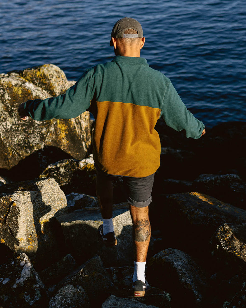 Passenger Set Off Recycled Polar 1/4 Zip Fleece Deep Ocean