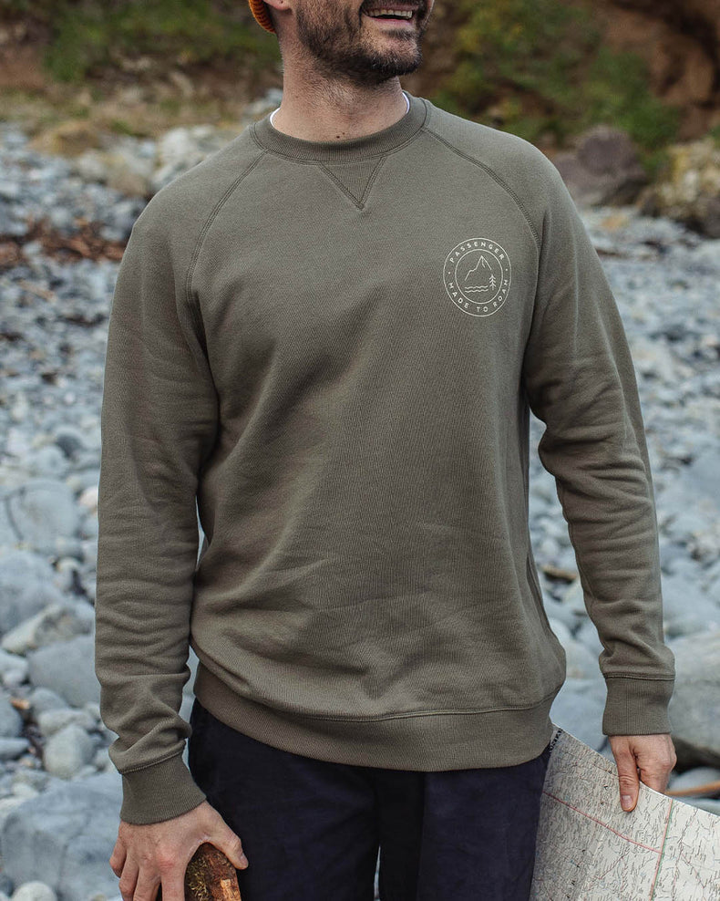 Passenger Border Recycled Cotton Sweatshirt Dusty Olive