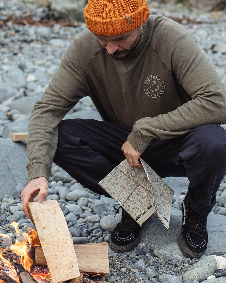 Passenger Border Recycled Cotton Sweatshirt Dusty Olive