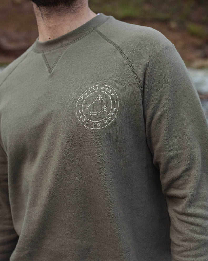 Passenger Border Recycled Cotton Sweatshirt Dusty Olive