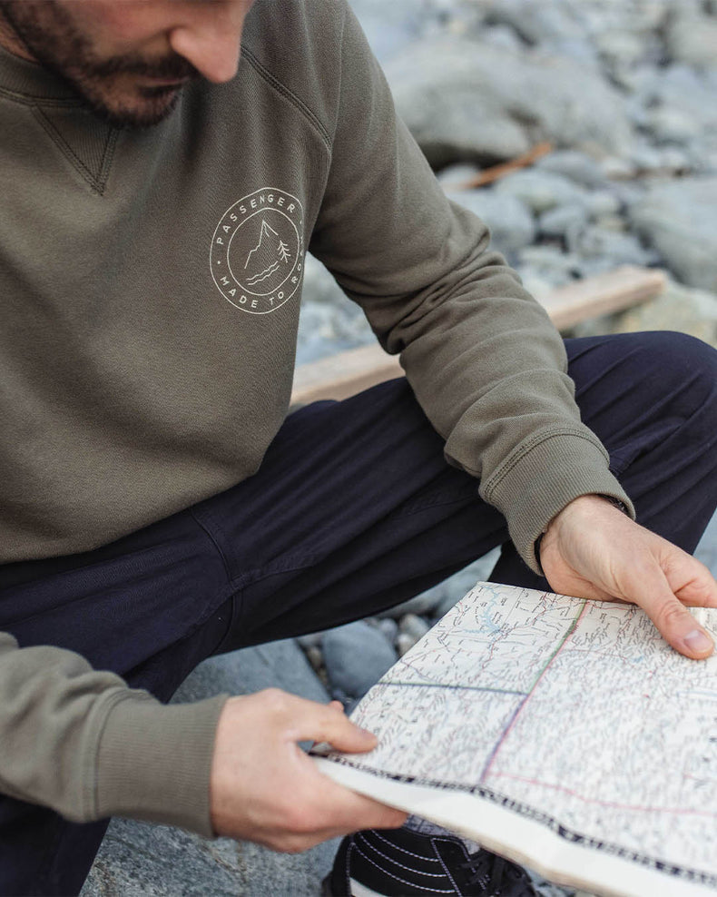 Passenger Border Recycled Cotton Sweatshirt Dusty Olive