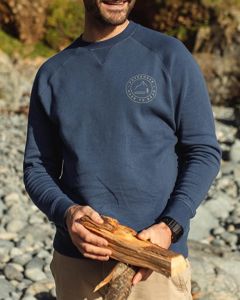 Passenger Border Recycled Cotton Sweatshirt Dark Denim