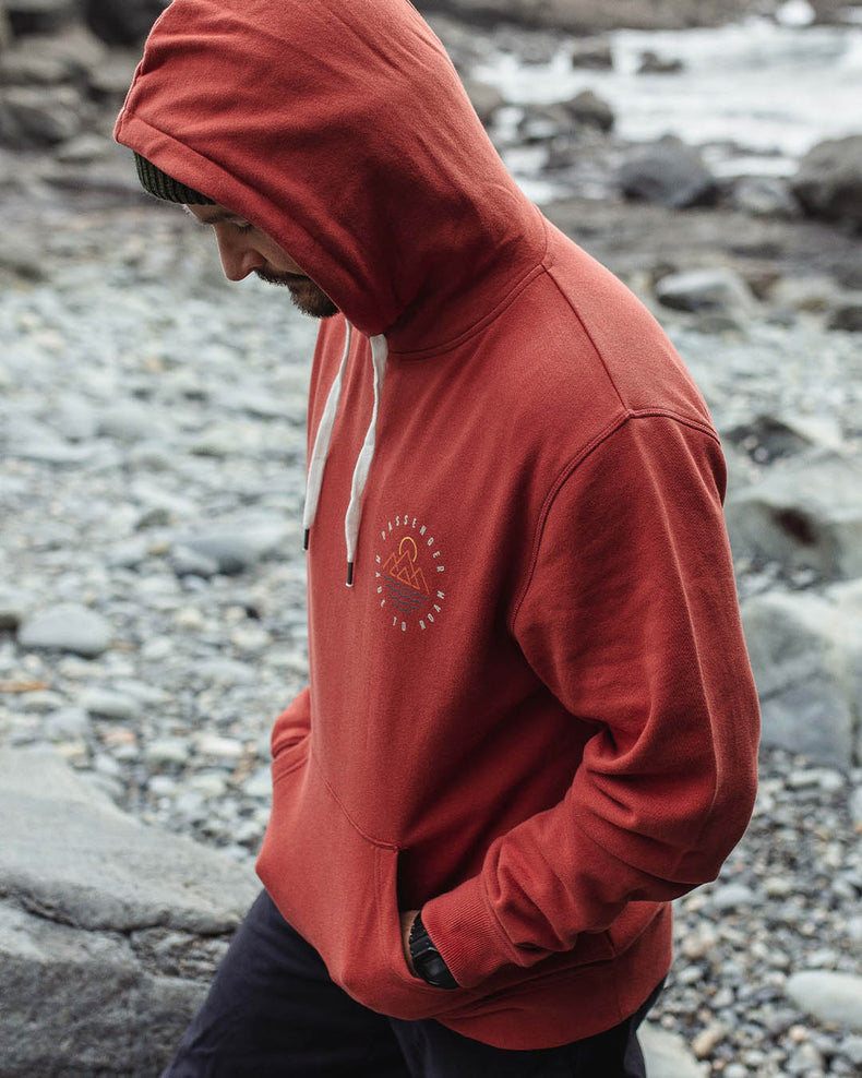 Passenger Escapism Recycled Cotton Hoodie Burnt Red