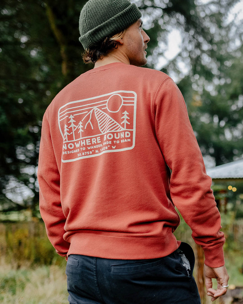 Passenger Nowhere Bound Recycled Cotton Sweatshirt Burnt Red