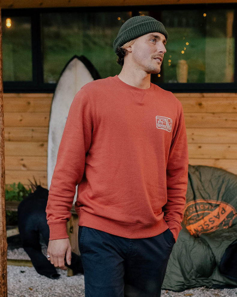 Passenger Nowhere Bound Recycled Cotton Sweatshirt Burnt Red
