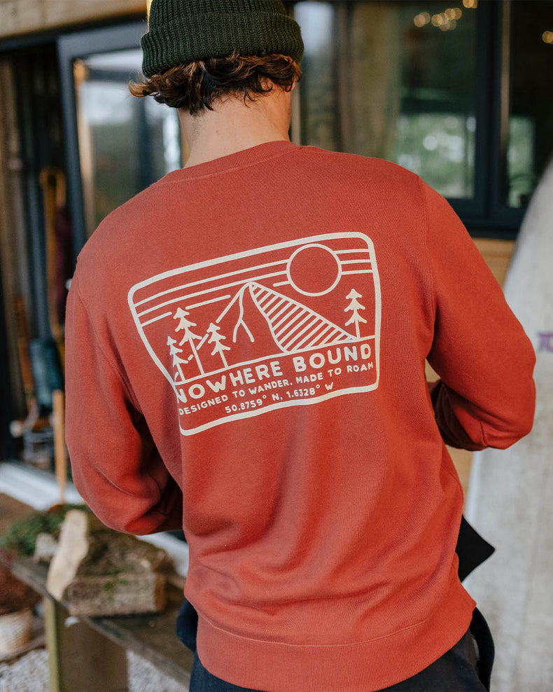 Passenger Nowhere Bound Recycled Cotton Sweatshirt Burnt Red