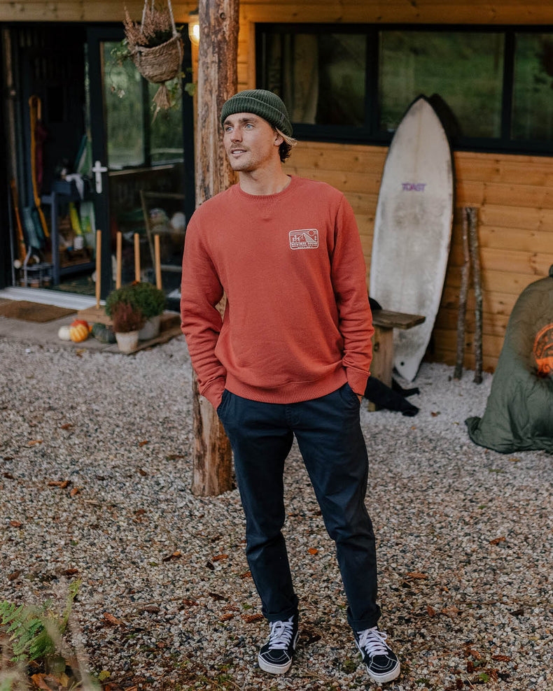 Passenger Nowhere Bound Recycled Cotton Sweatshirt Burnt Red