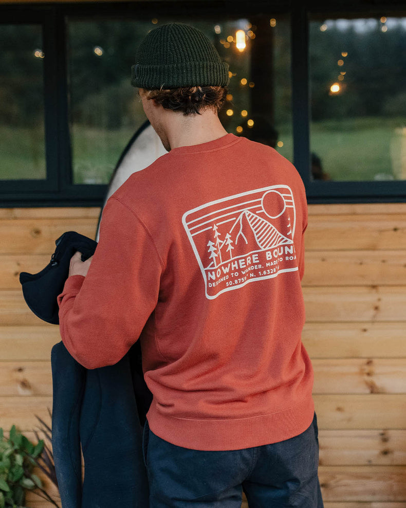 Passenger Nowhere Bound Recycled Cotton Sweatshirt Burnt Red
