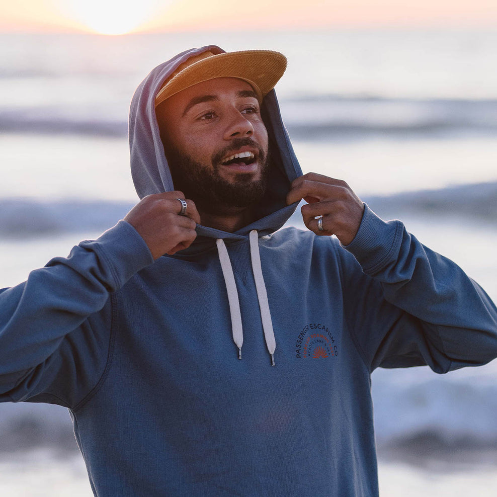 Passenger Good Vibes Recycled Cotton Hoodie Stone Blue