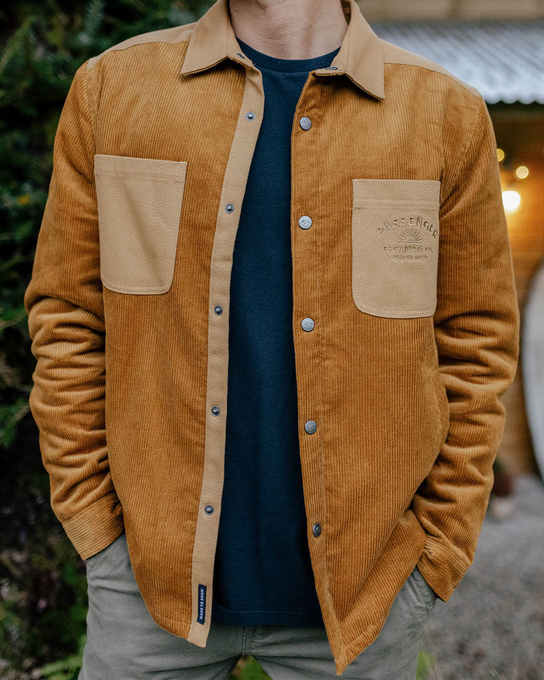 Passenger Kodiak Sherpa Lined Cord Shirt Golden Brown