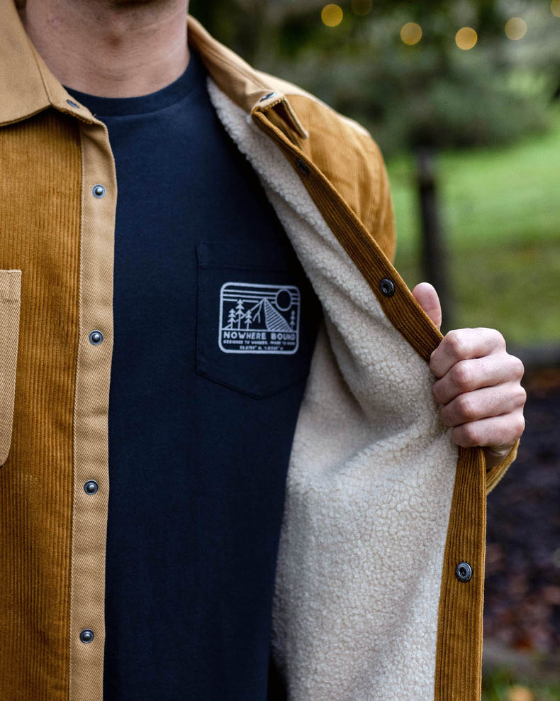Passenger Kodiak Sherpa Lined Cord Shirt Golden Brown